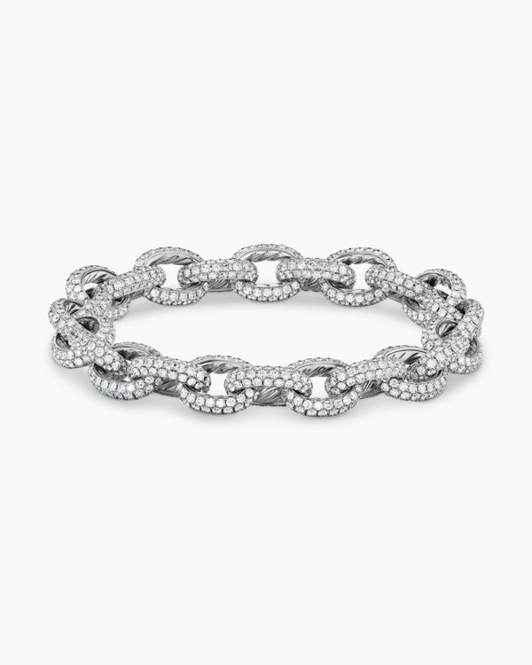 Pavé Link Chain Bracelet in White Gold with Diamonds