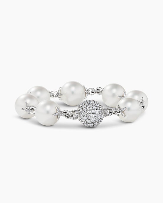 DY Lumina South Sea White Pearl Classic Bracelet in White Gold with Diamonds