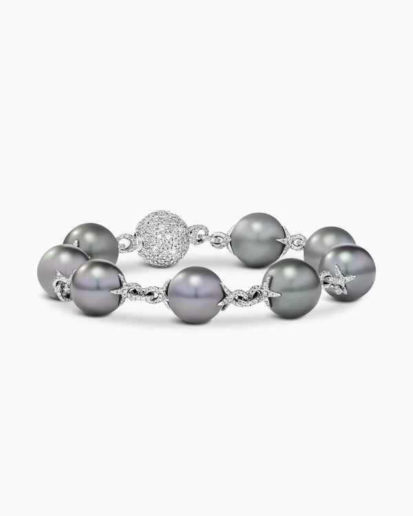DY Lumina Tahitian Grey Pearl Classic Bracelet in White Gold with Diamonds