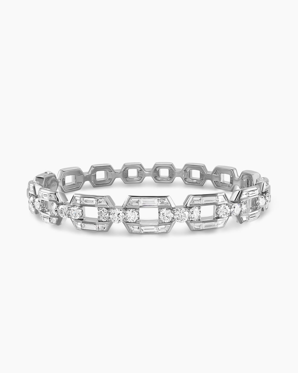 Bracelet jonc chaîne Deco en or blanc avec diamants femme