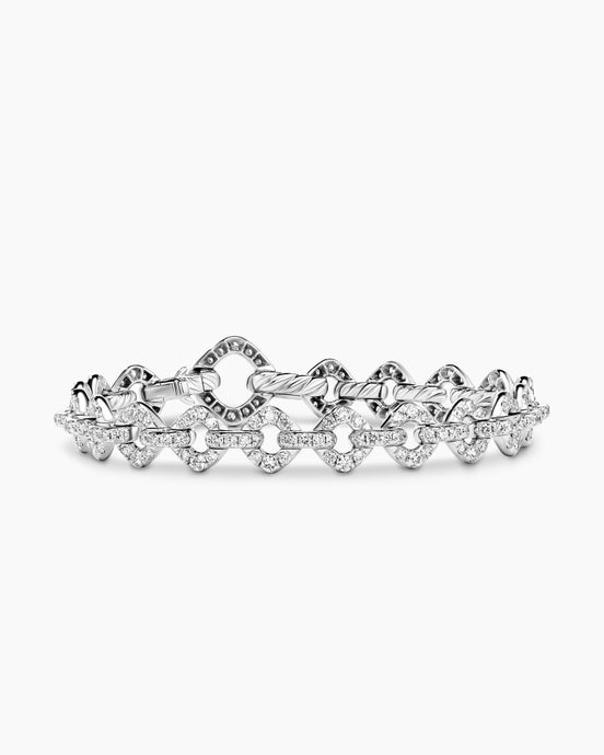 Petite Pavé Cushion Link Bracelet in White Gold with Diamonds