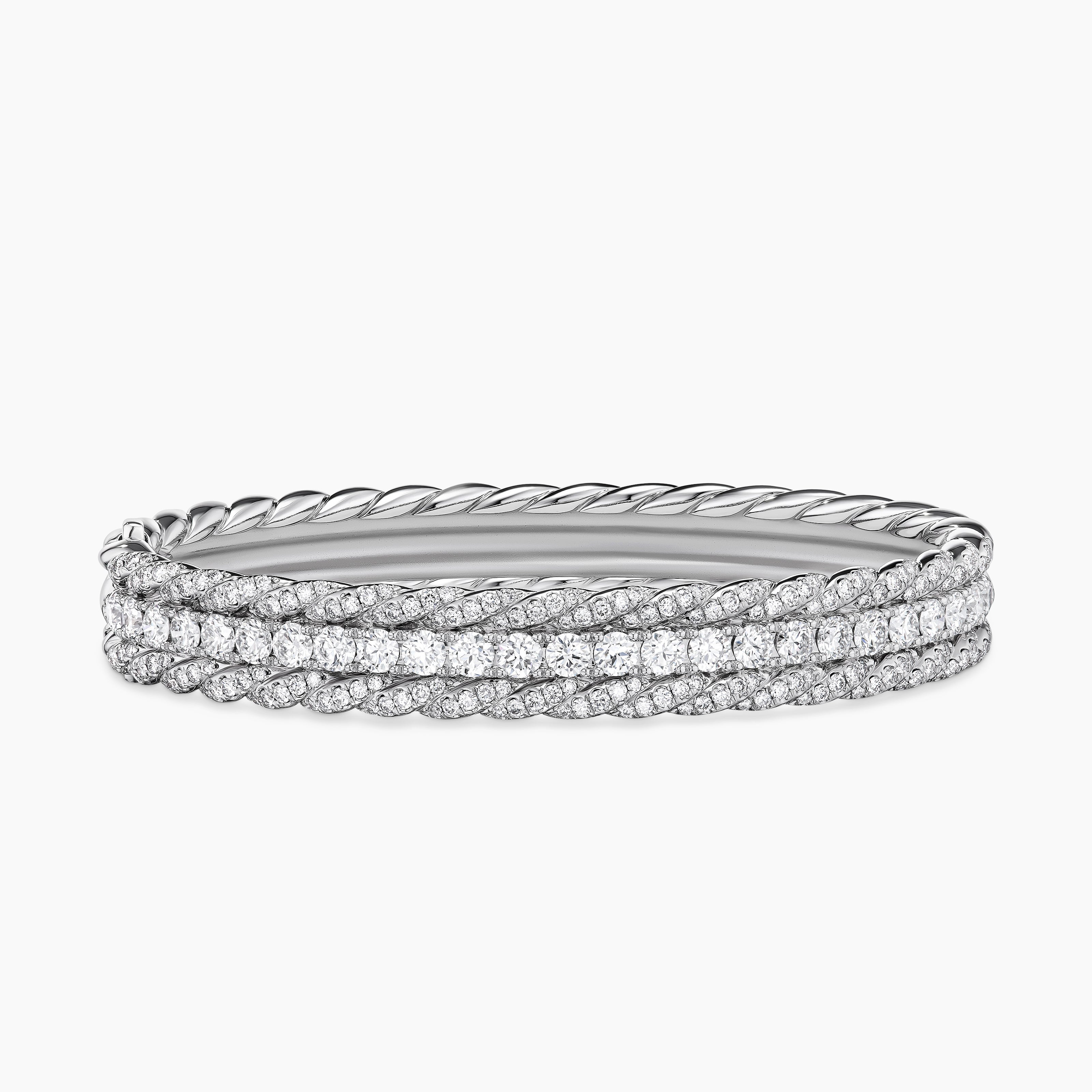 Womens Floating Diamonds Bracelet in White Gold