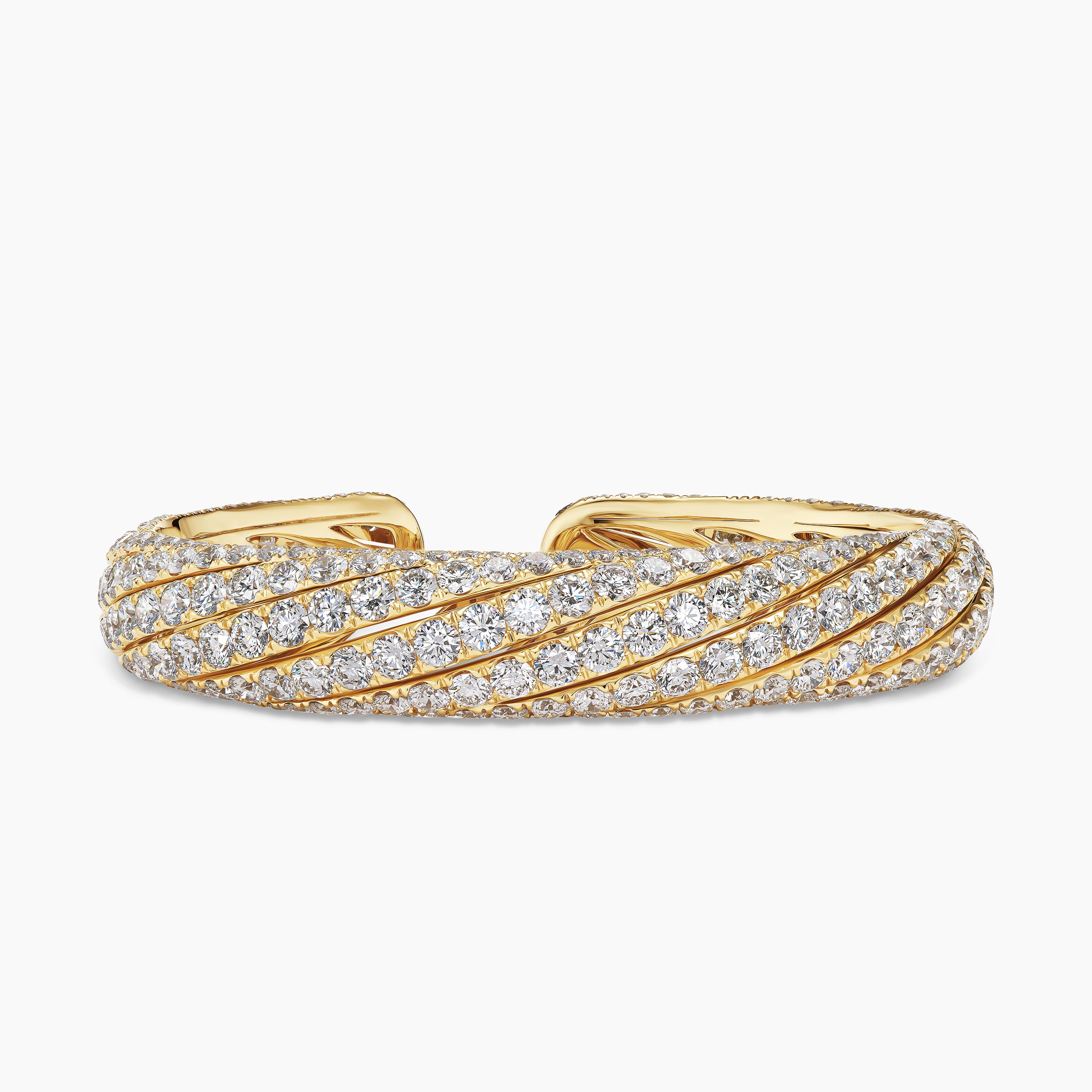 Bracelet manchette Floating Diamonds Pav&eacute; en or jaune femmes 