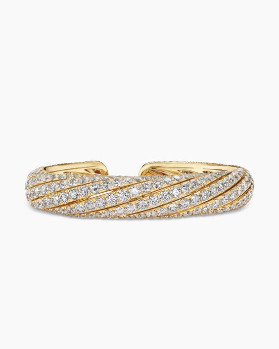 Floating Diamonds Pavé Cuff Bracelet in Yellow Gold