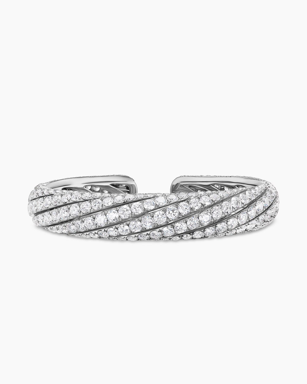 Bracelet manchette Floating Diamonds Pavé en or blanc femmes