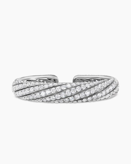 Bracelet manchette Floating Diamonds Pavé en or blanc femme