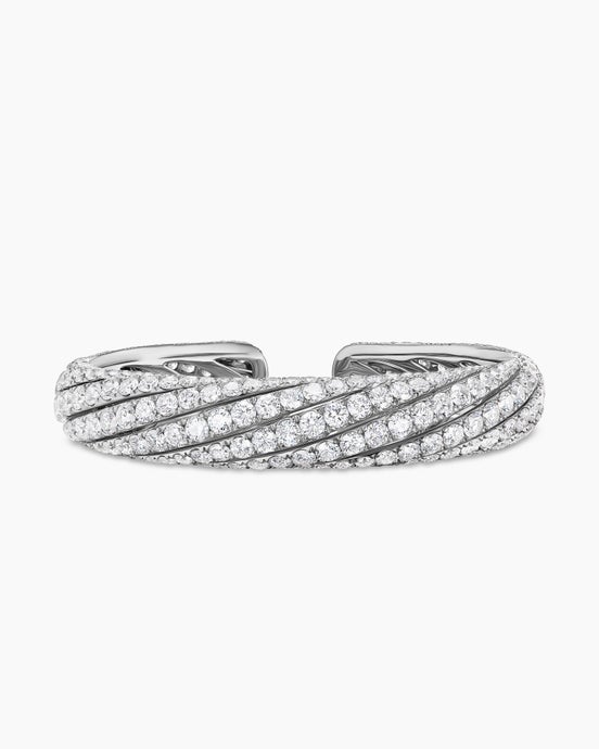 Floating Diamonds Pavé Cuff Bracelet in White Gold
