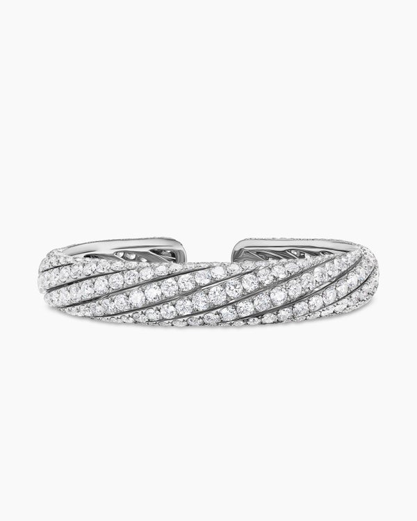 Bracelet manchette Floating Diamonds Pavé en or blanc