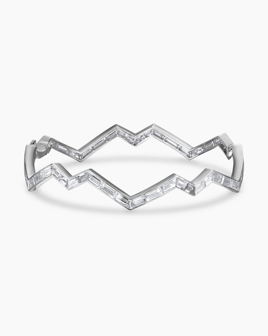 Stax Zig Zag Bangle Bracelet in White Gold with Diamonds