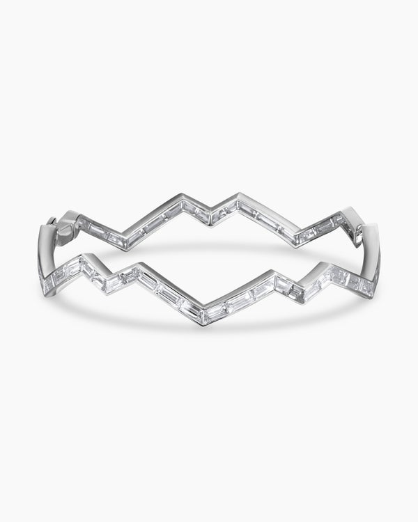 Stax Zig Zag Bangle Bracelet in White Gold with Diamonds