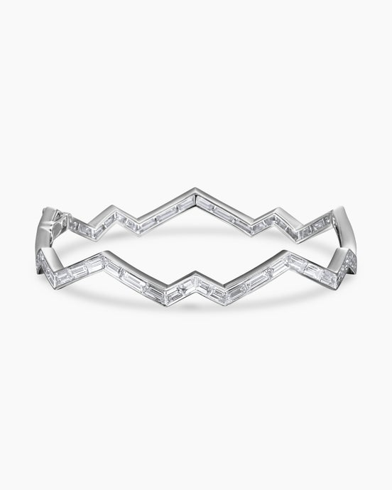 Stax Zig Zag Bangle Bracelet in White Gold with Diamonds