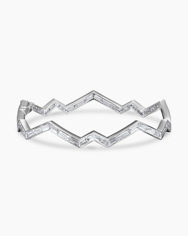 Stax Zig Zag Bangle Bracelet in White Gold with Diamonds