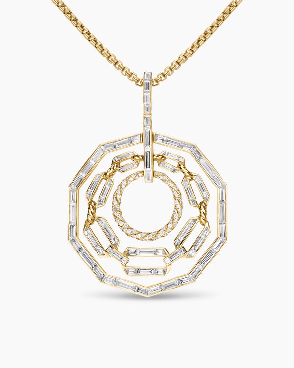 Stax Round Pendant in Yellow Gold with Diamonds