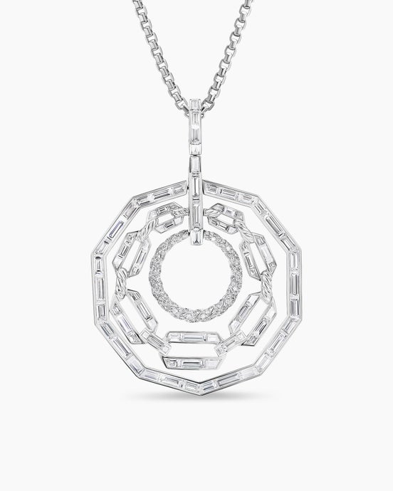 Pendentif rond Stax en or blanc