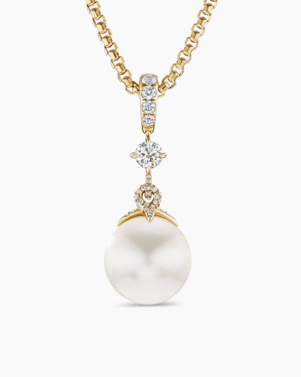 Collier pendentif Classic Perle blanche des mers du sud DY Lumina en or jaune avec diamants