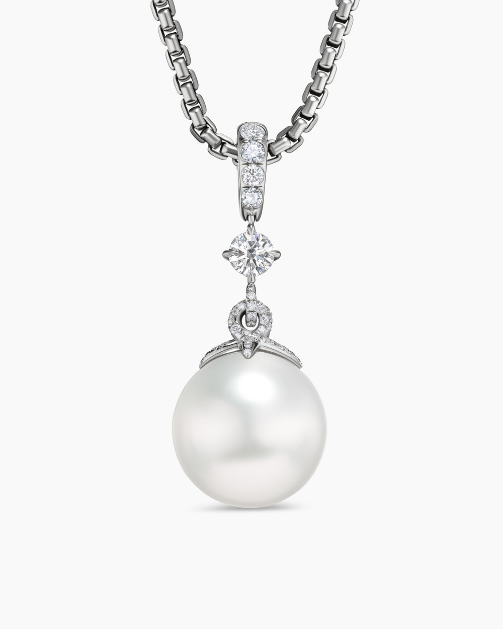 Pendentif Classic Perle blanche des mers du sud DY Lumina en or blanc avec diamants femme