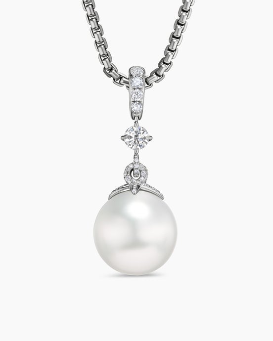 DY Lumina Pearl Classic Pendant in White Gold with Diamonds