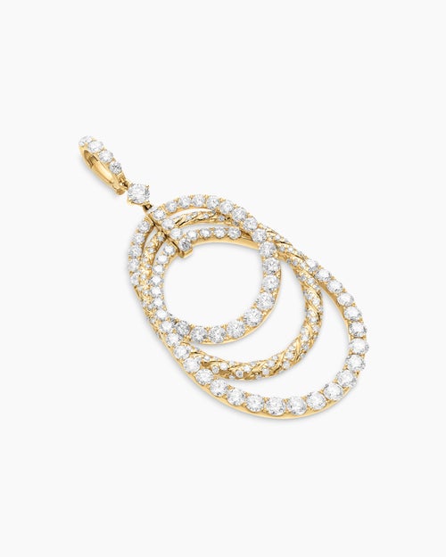 Womens Floating Diamonds Drop Pendant in Yellow Gold