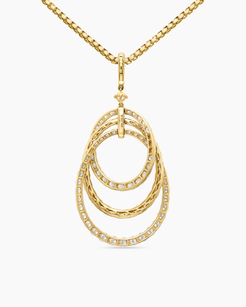 Womens Floating Diamonds Drop Pendant in Yellow Gold
