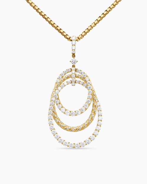 Womens Floating Diamonds Drop Pendant in Yellow Gold