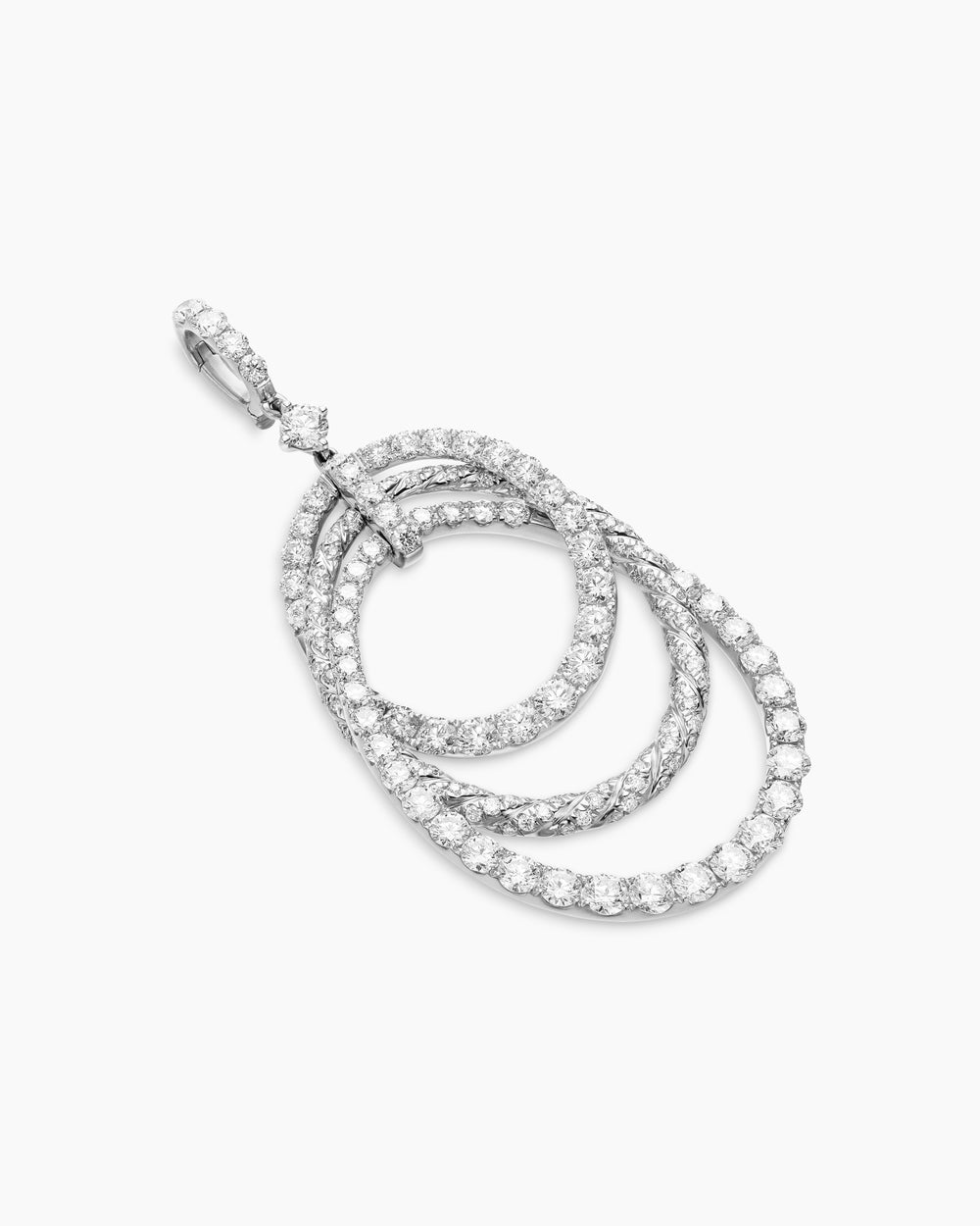 Womens Floating Diamonds Drop Pendant in White Gold