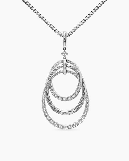 Womens Floating Diamonds Drop Pendant in White Gold