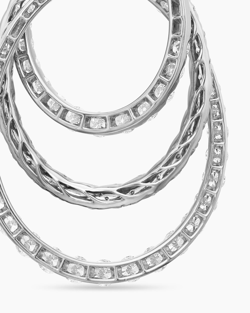 Womens Floating Diamonds Drop Pendant in White Gold