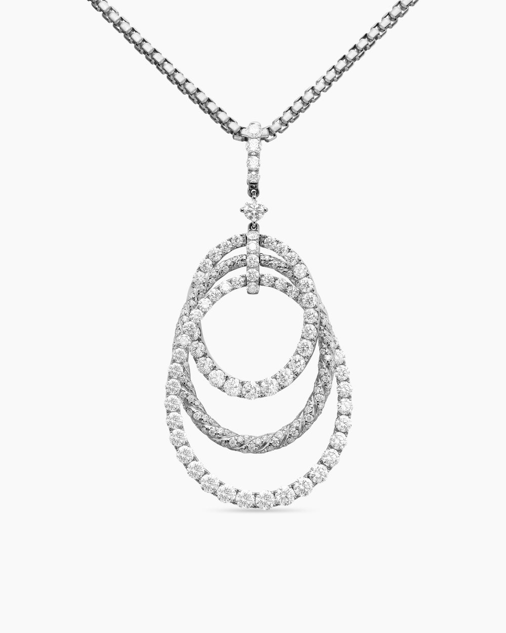Womens Floating Diamonds Drop Pendant in White Gold