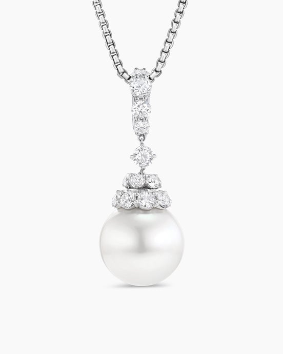 Pendentif Floating Diamonds et Perle blanche des mers du sud en or blanc