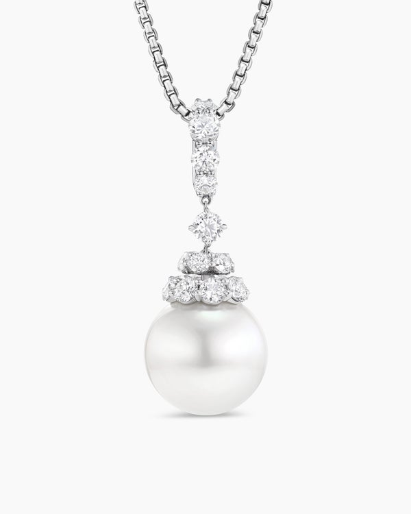 Collier pendentif Floating Diamonds et Perle blanche des mers du sud en or blanc