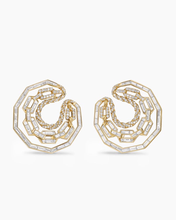 Stax Round Hoop Earrings in Yellow Gold with Diamonds