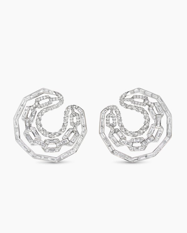 Stax Round Hoop Earrings in White Gold with Diamonds