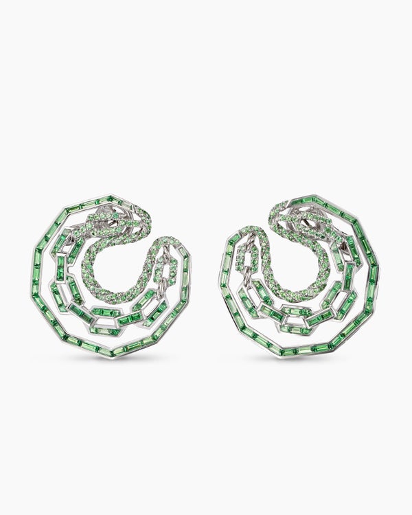 Créoles rondes Stax en or blanc avec Tsavorites