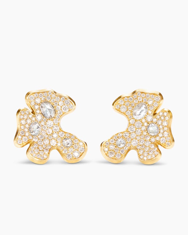 Clous d’oreilles Petals en or jaune avec diamants