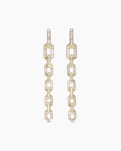 Boucles d’oreilles pendantes Chain Link Deco en or jaune avec diamants femmes