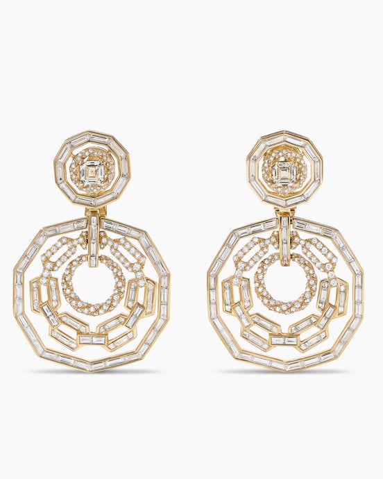 Stax Round Drop Earrings in Yellow Gold
