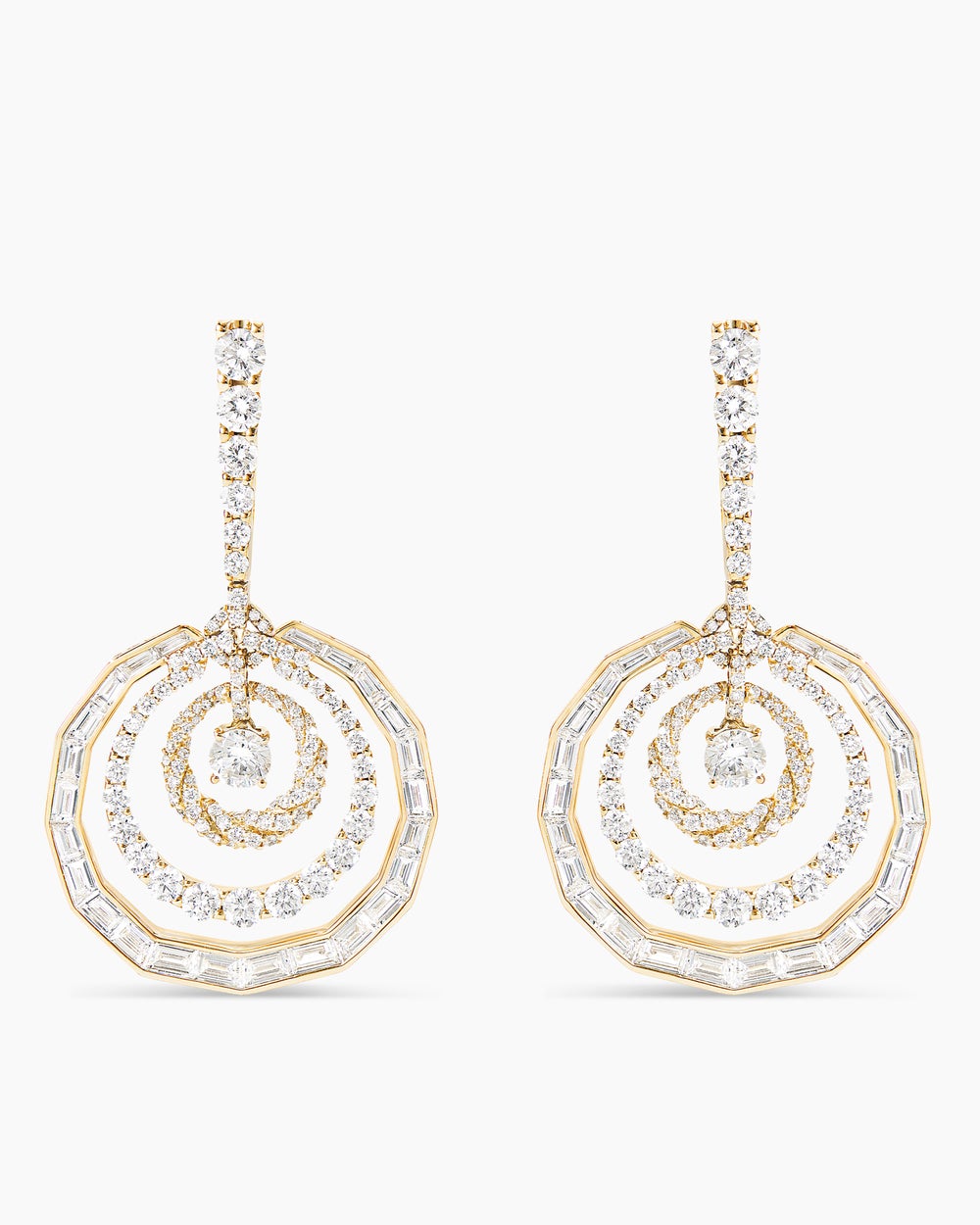 Boucles d’oreilles pendantes Stax en or jaune avec diamants femmes