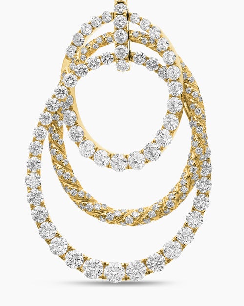 Womens Floating Diamonds Drop Earrings in Yellow Gold