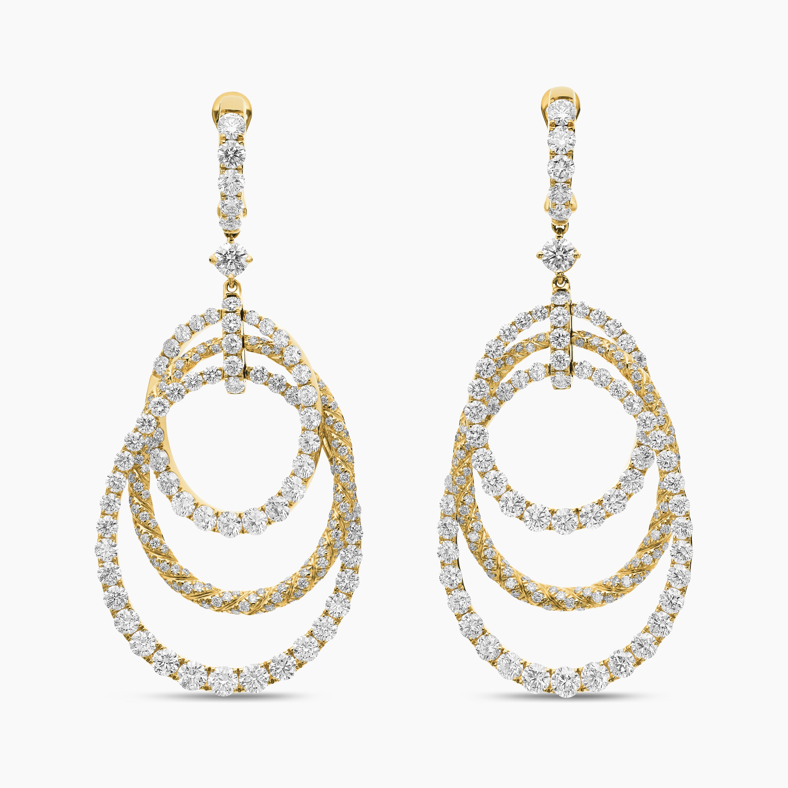 Boucles d&rsquo;oreilles pendantes Floating Diamonds en or jaune femmes 