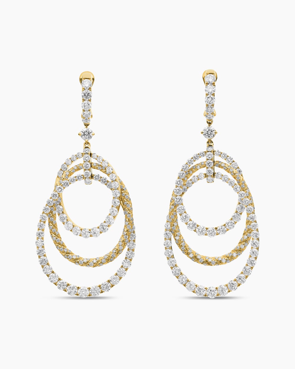 Boucles d’oreilles pendantes Floating Diamonds en or jaune femmes