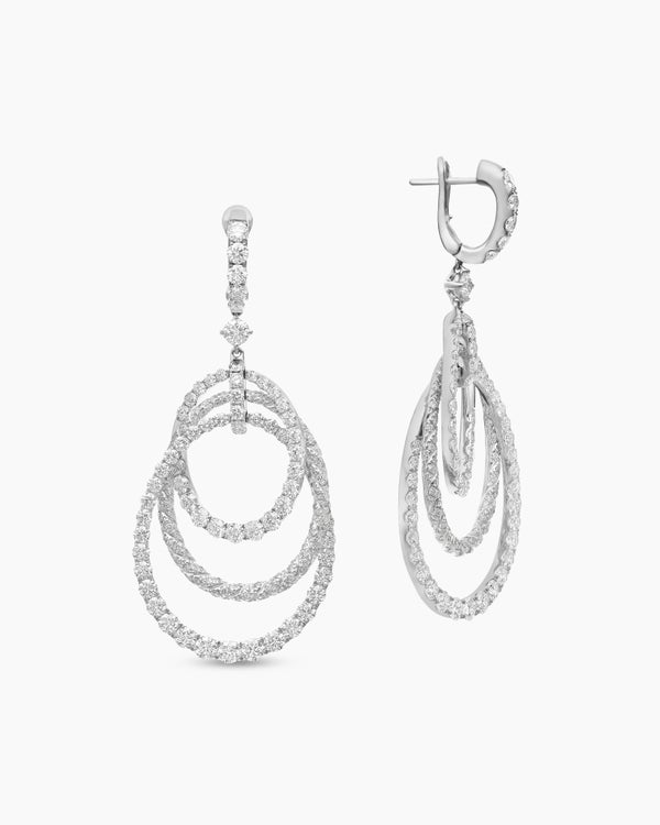 Floating Diamonds Drop Earrings in White Gold