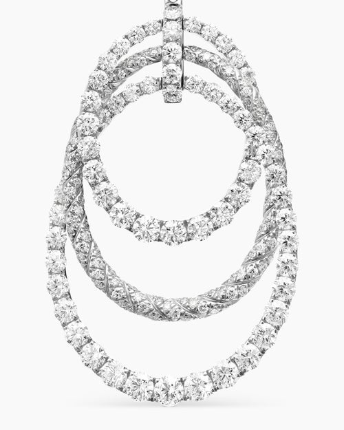 Womens Floating Diamonds Drop Earrings in White Gold