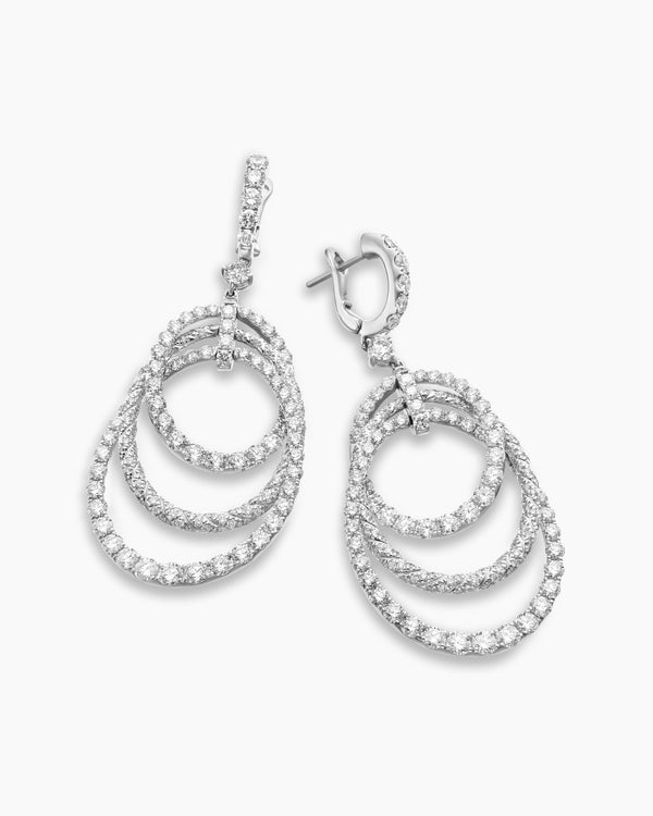 Floating Diamonds Drop Earrings in White Gold