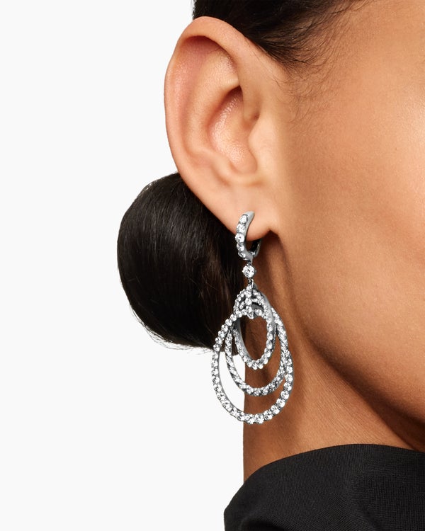 Floating Diamonds Drop Earrings in White Gold