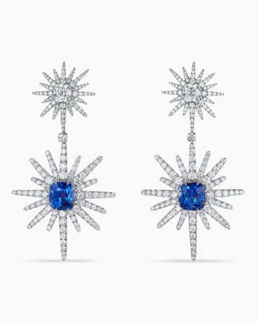 Starburst Drop Earrings in White Gold with Diamonds