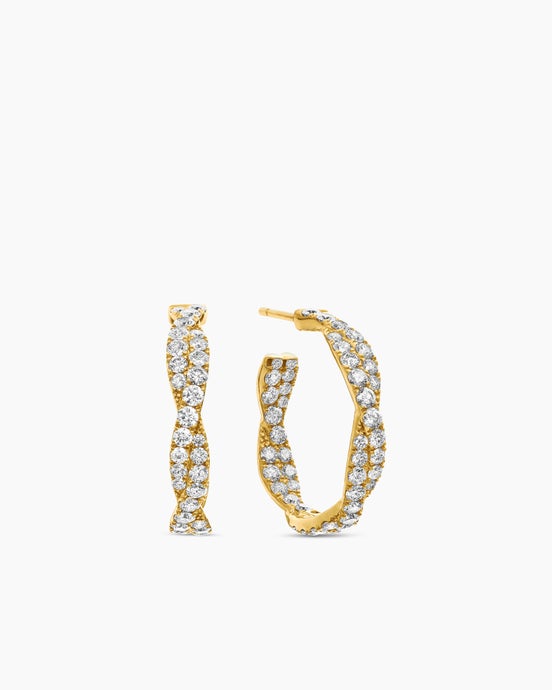 Floating Diamonds Hoop Earrings in Yellow Gold