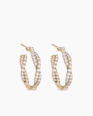 Floating Diamonds Invisible Set Hoop Earrings in Yellow Gold