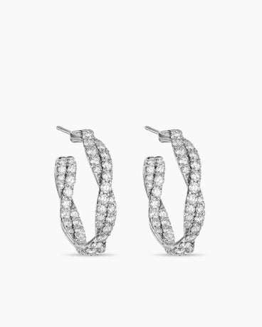 Floating Diamonds Invisible Set Hoop Earrings in White Gold