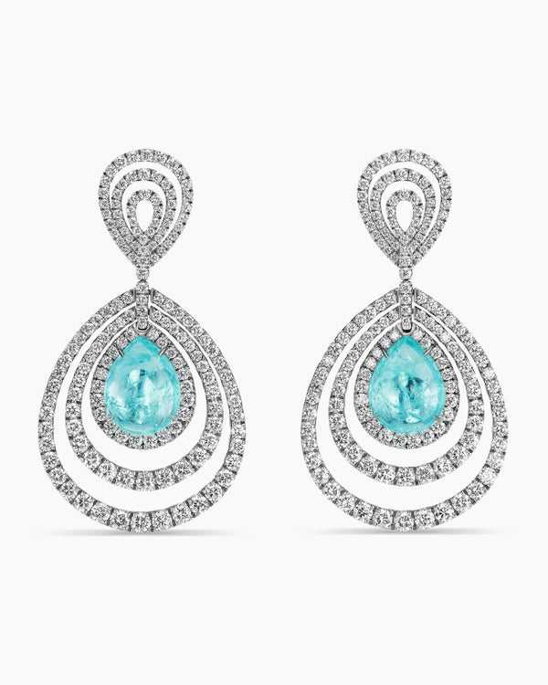 DY Lumina Drop Earrings in Grey Titanium and White Gold with Paraiba Tourmaline and Diamonds