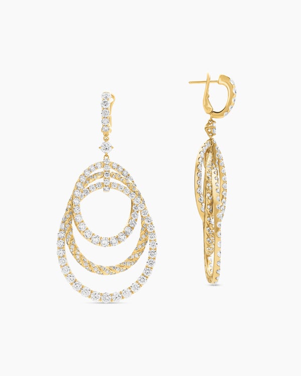 Floating Diamonds Drop Earrings in Yellow Gold